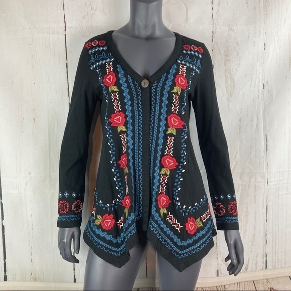 Soft Surroundings embroidered cardigan - Picture 1 of 7